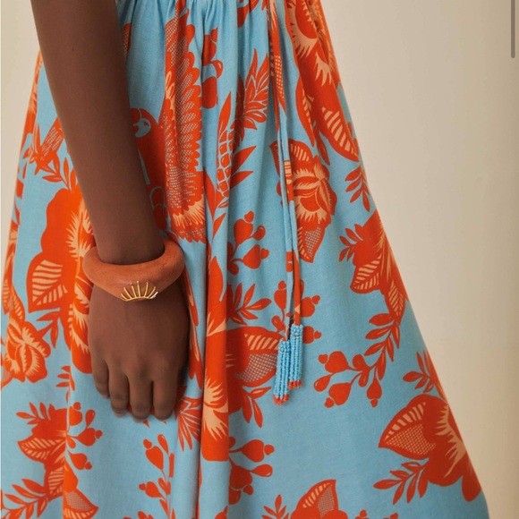 Farm Rio Blue Lace Garden Midi Dress. - Picture 3 of 8